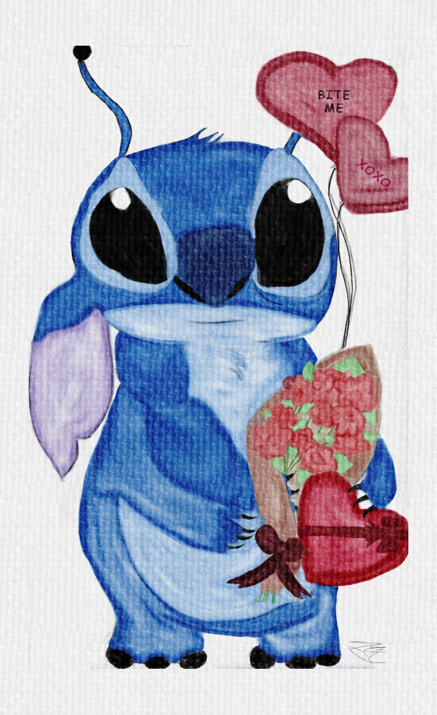 Stitch Romantico Canvas Print